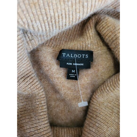 Talbots Cowlneck Pure Cashmere Tan Long Sleeve Sweater Blouse EUC Soft Medium - Picture 4 of 5
